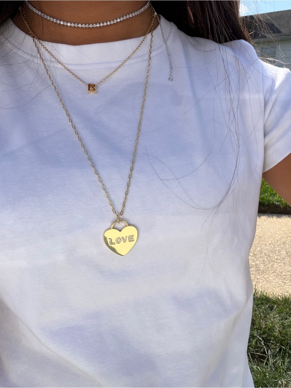 Gold Heart 'LOVE' Pendant Necklace - Women Jewelry